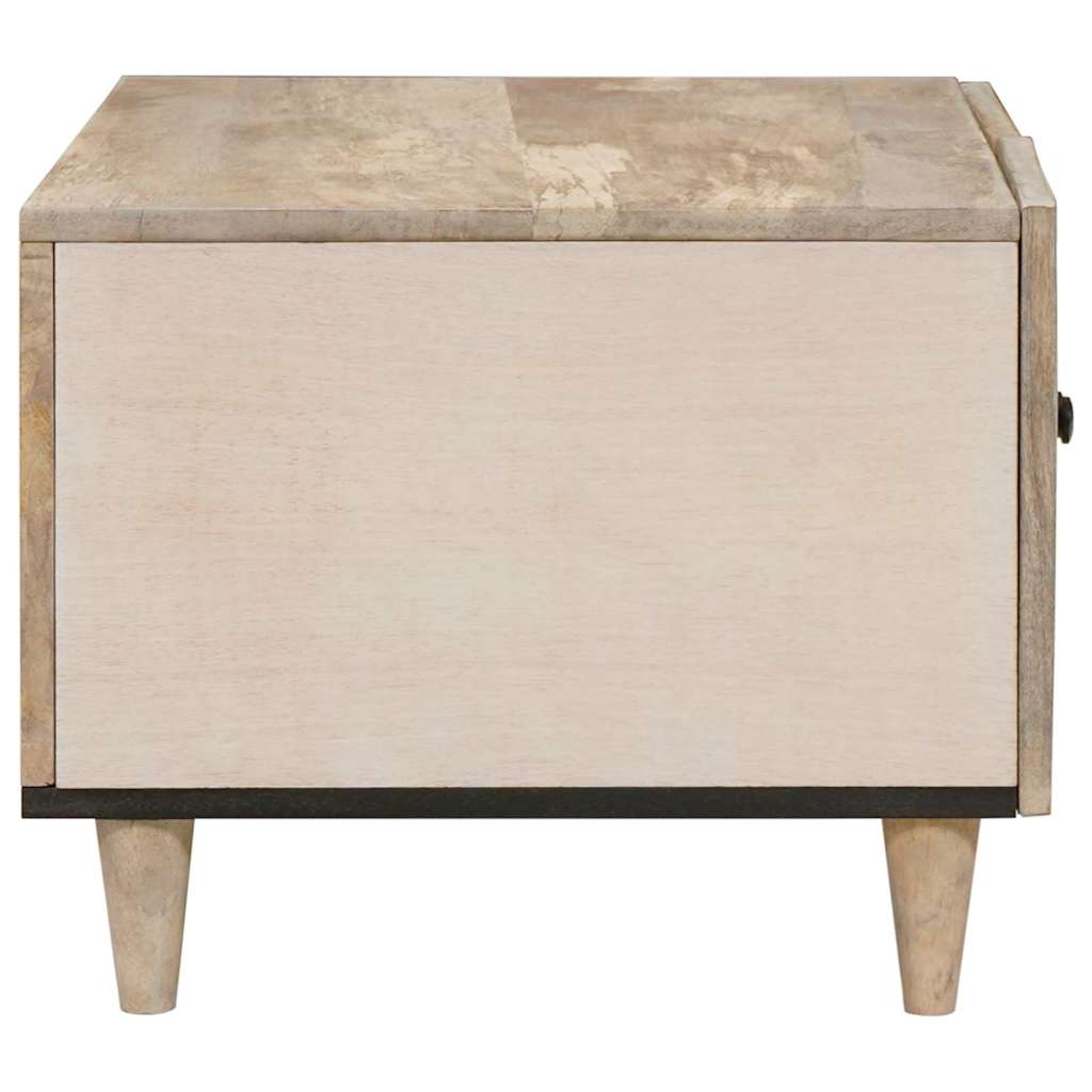 Couchtisch mit Tür Beige 80 x 50 x 40 cm massives Mangoholz