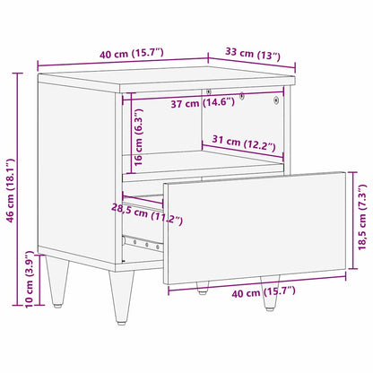 Nachttisch Beige 40 x 33 x 46 cm massives Mangoholz