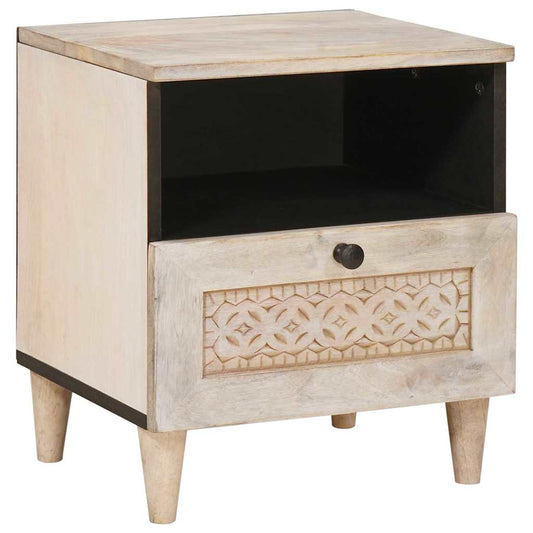 Nachttisch 2 pcs Beige 40 x 33 x 46 cm massives Mangoholz