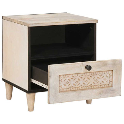 Nachttisch 2 pcs Beige 40 x 33 x 46 cm massives Mangoholz