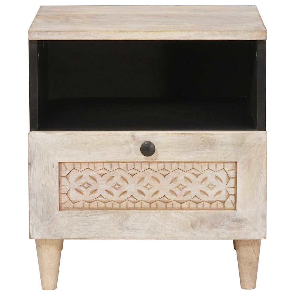 Nachttisch 2 pcs Beige 40 x 33 x 46 cm massives Mangoholz