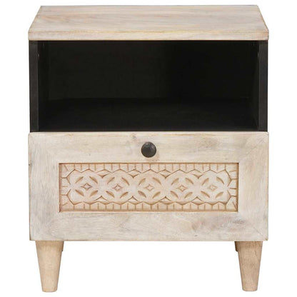 Nachttisch 2 pcs Beige 40 x 33 x 46 cm massives Mangoholz