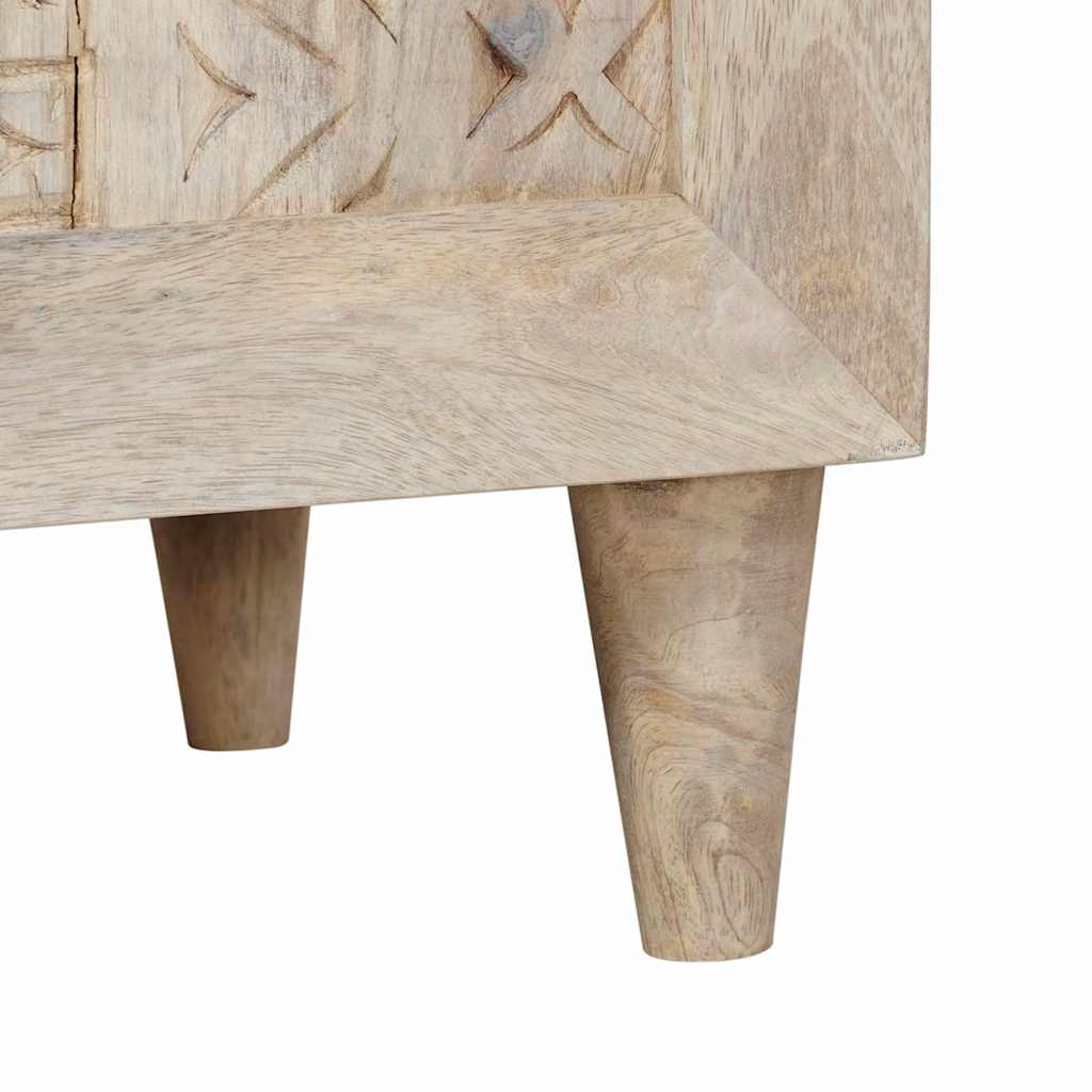 Nachttisch mit Tür Beige 50 x 33 x 60 cm massives Mangoholz