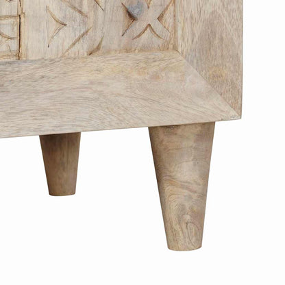 Nachttisch mit Tür Beige 50 x 33 x 60 cm massives Mangoholz