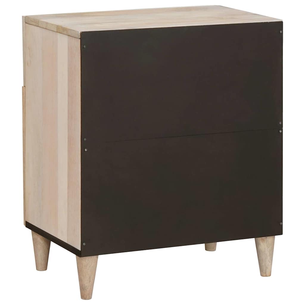 Nachttisch mit Tür Beige 50 x 33 x 60 cm massives Mangoholz