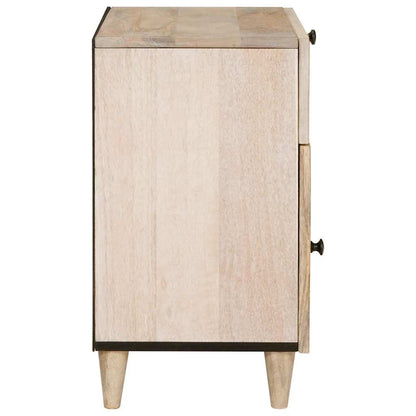 Nachttisch mit Tür Beige 50 x 33 x 60 cm massives Mangoholz