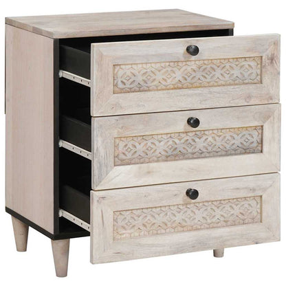 Nachttisch Beige 50 x 33 x 60 cm massives Mangoholz