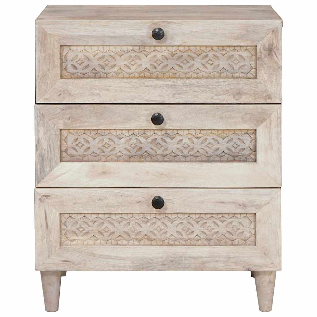 Nachttisch Beige 50 x 33 x 60 cm massives Mangoholz