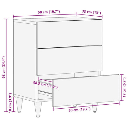 Nachttisch Beige 50 x 33 x 60 cm massives Mangoholz
