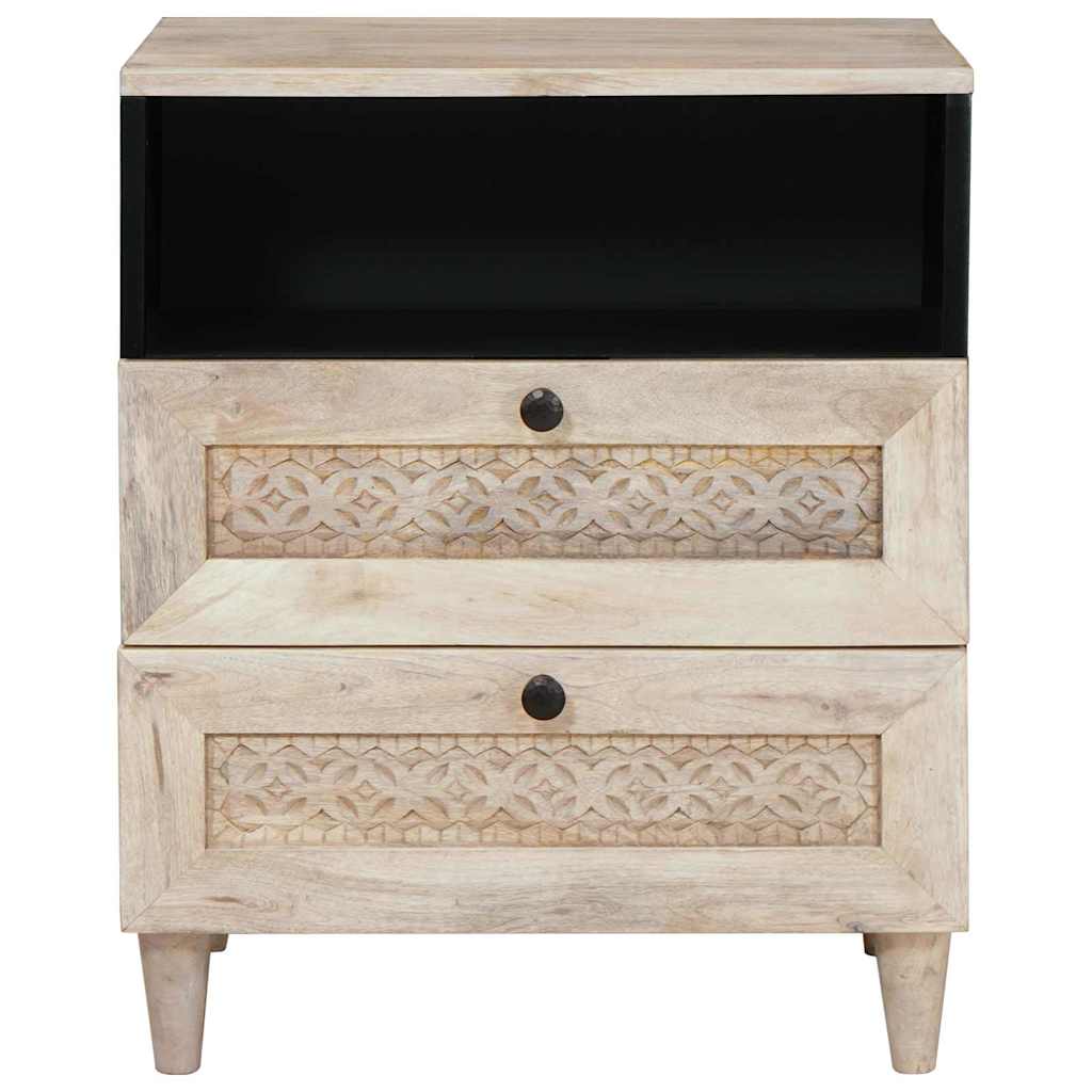 Nachttisch mit Regal Beige 50 x 33 x 60 cm massives Mangoholz