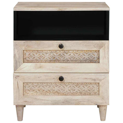Nachttisch mit Regal Beige 50 x 33 x 60 cm massives Mangoholz