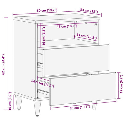 Nachttisch mit Regal Beige 50 x 33 x 60 cm massives Mangoholz