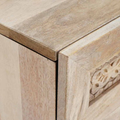 Nachttisch mit Tür Beige 50 x 33 x 60 cm massives Mangoholz