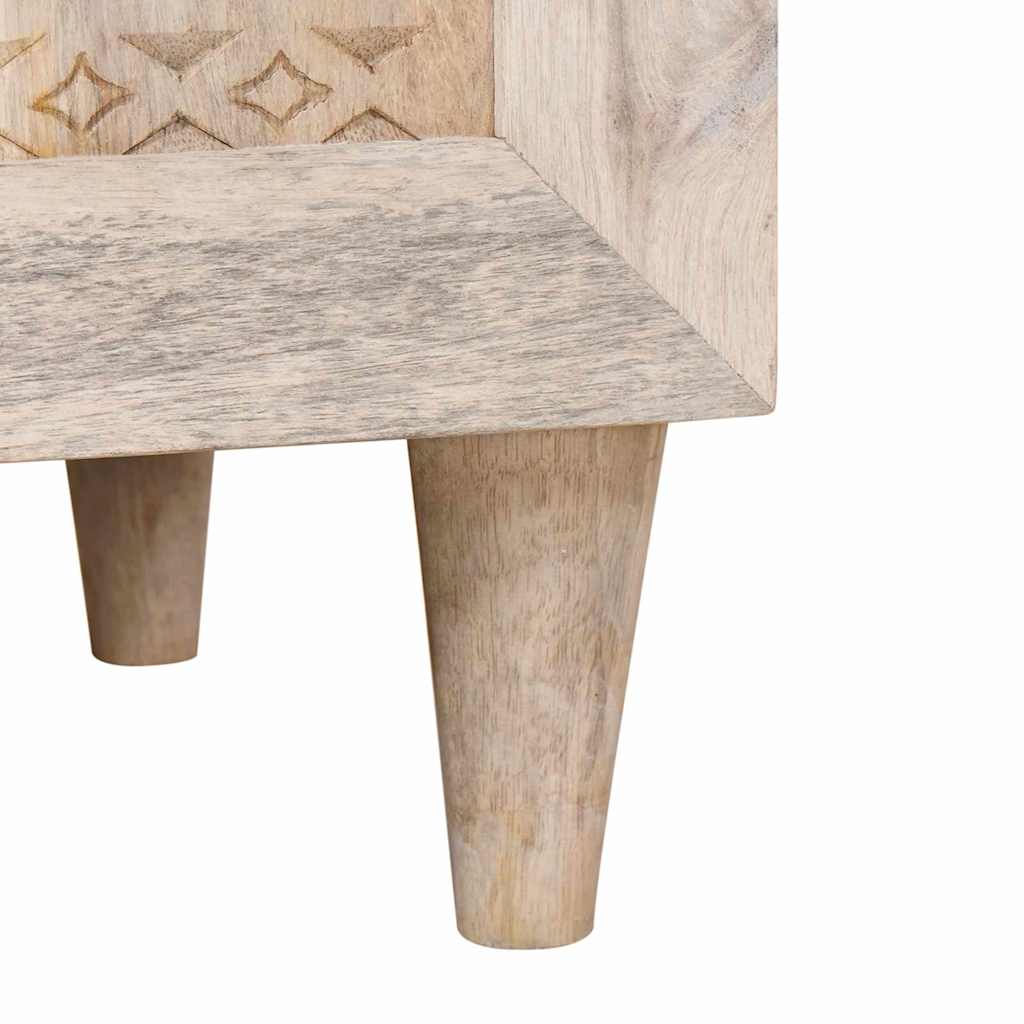Nachttisch mit Tür Beige 50 x 33 x 60 cm massives Mangoholz