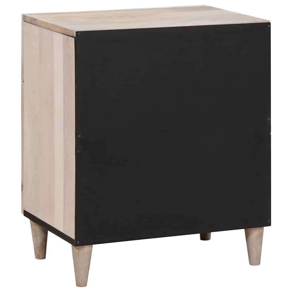 Nachttisch mit Tür Beige 50 x 33 x 60 cm massives Mangoholz