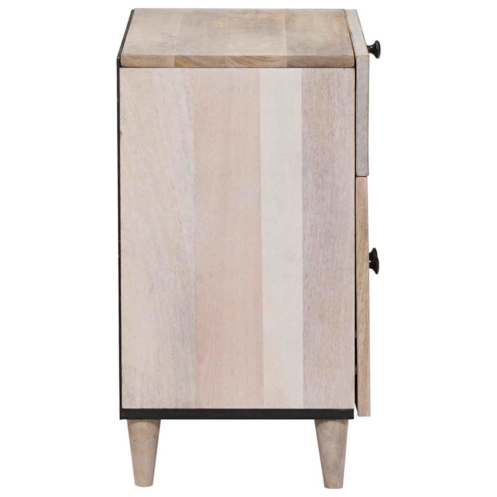Nachttisch mit Tür Beige 50 x 33 x 60 cm massives Mangoholz