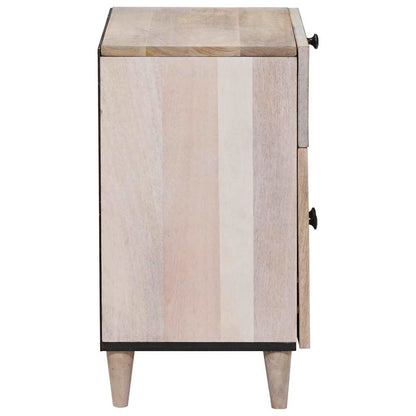 Nachttisch mit Tür Beige 50 x 33 x 60 cm massives Mangoholz