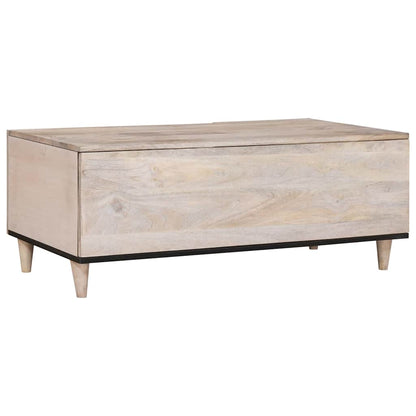 Couchtisch mit Regal Beige 100 x 54 x 40 cm massives Mangoholz