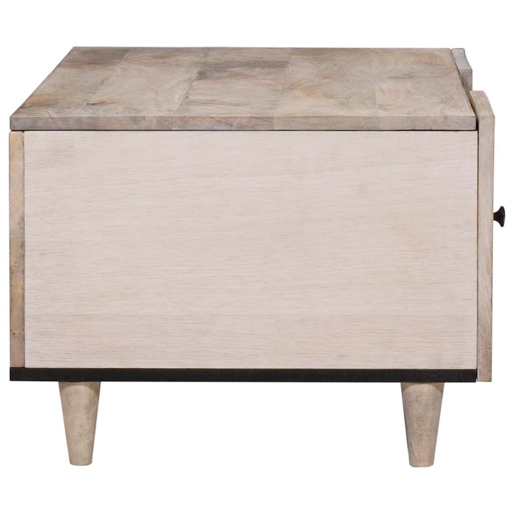 Couchtisch mit Regal Beige 100 x 54 x 40 cm massives Mangoholz