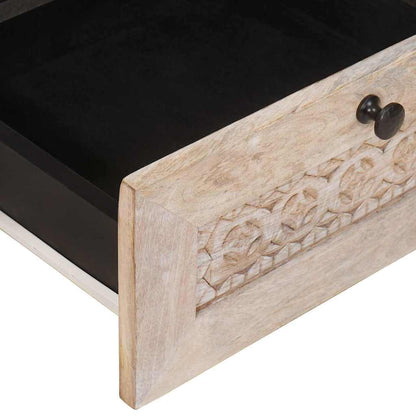Couchtisch mit Regal Weiß 80 x 54 x 40 cm massives Mangoholz