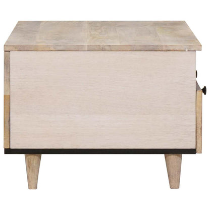 Couchtisch mit Regal Weiß 80 x 54 x 40 cm massives Mangoholz