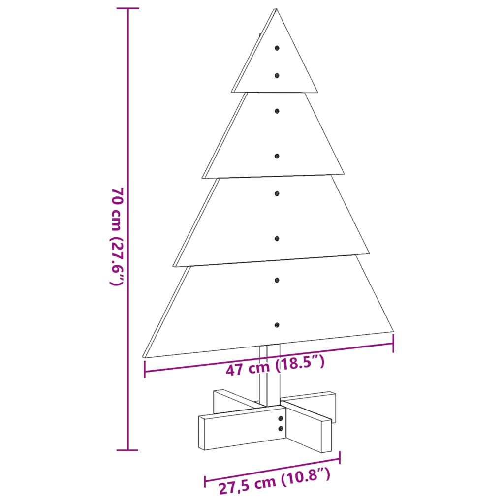 Weihnachtsbaum Holz zum Schmücken 70 cm Massivholz