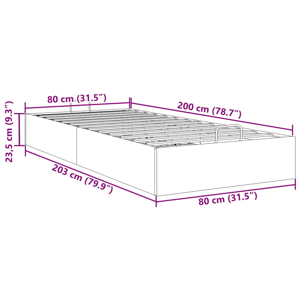 Ottoman-Bett ohne Matratze Braun 80x200 cm Kunstleder