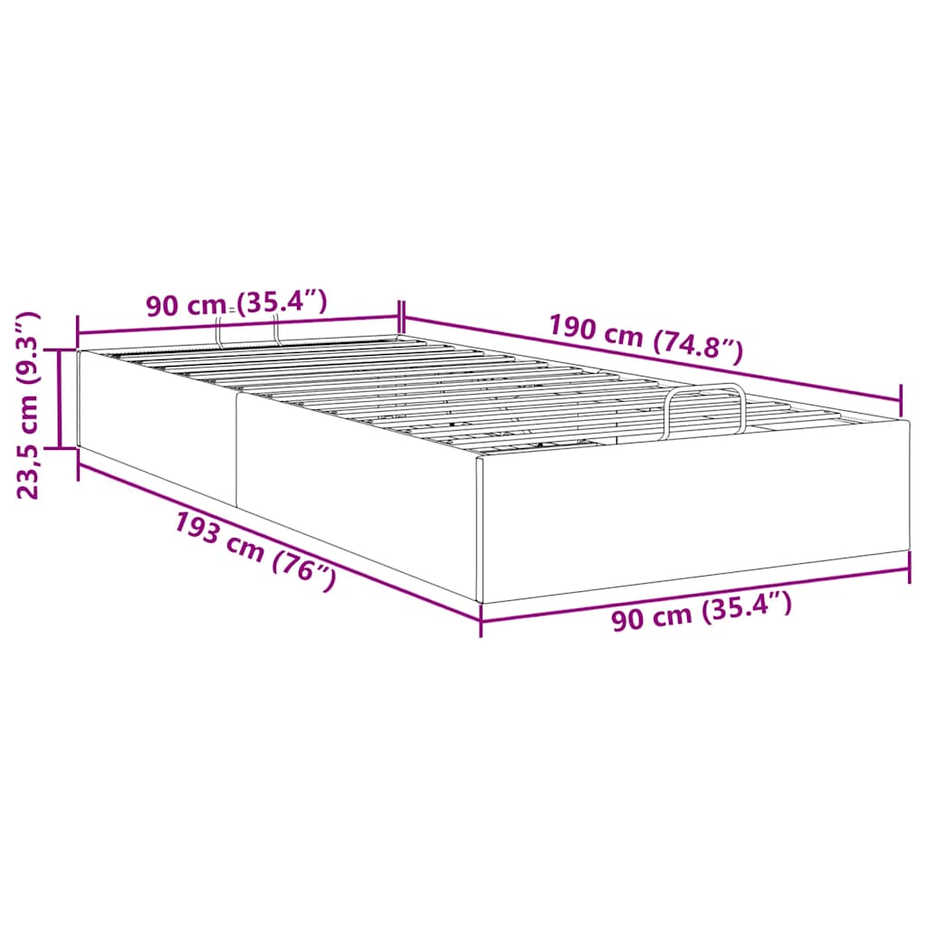 Ottoman-Bett ohne Matratze Schwarz 90x190 cm Kunstleder