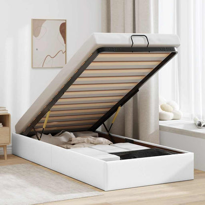 Ottoman-Bett ohne Matratze Weiß 90x200 cm Kunstleder