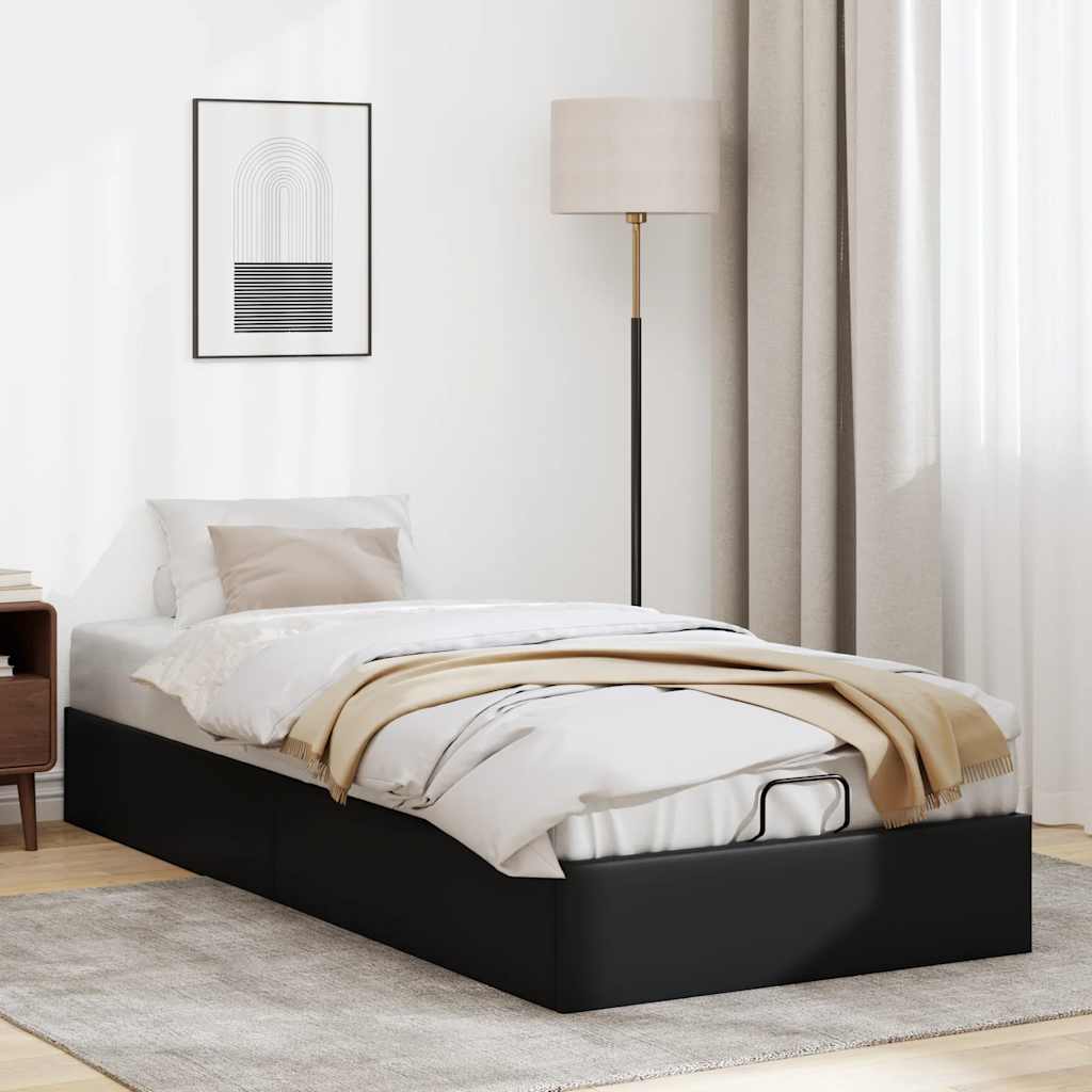 Ottoman-Bett ohne Matratze Schwarz 100x200 cm Kunstleder