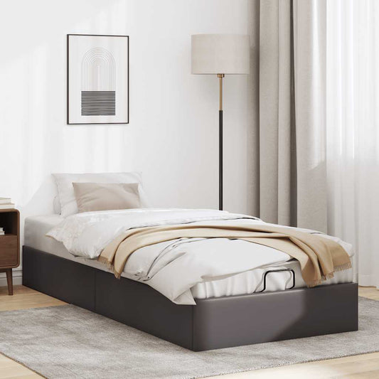 Ottoman-Bett ohne Matratze Grau 100x200 cm Kunstleder