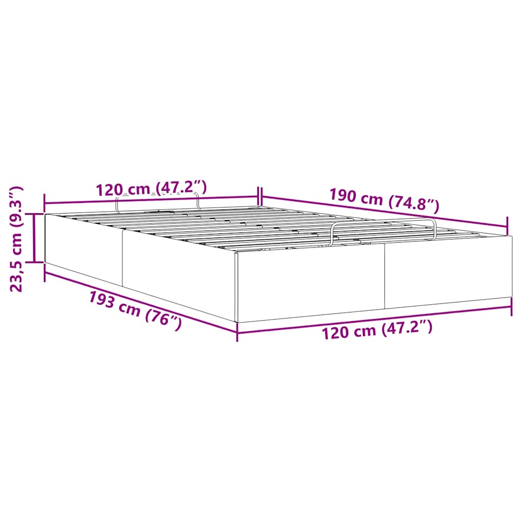 Ottoman-Bett ohne Matratze Braun 120x190 cm Kunstleder