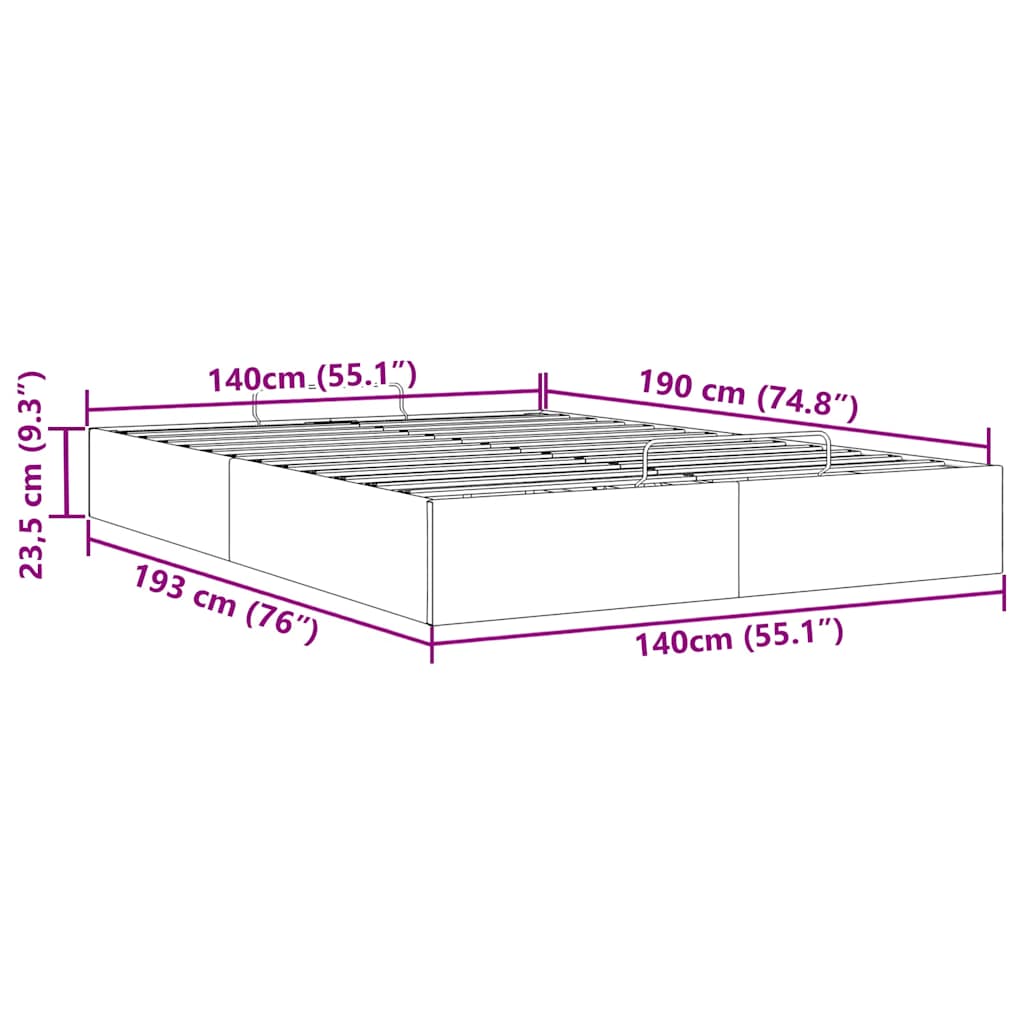 Ottoman-Bett ohne Matratze Cappucino 140x190cm Kunstleder