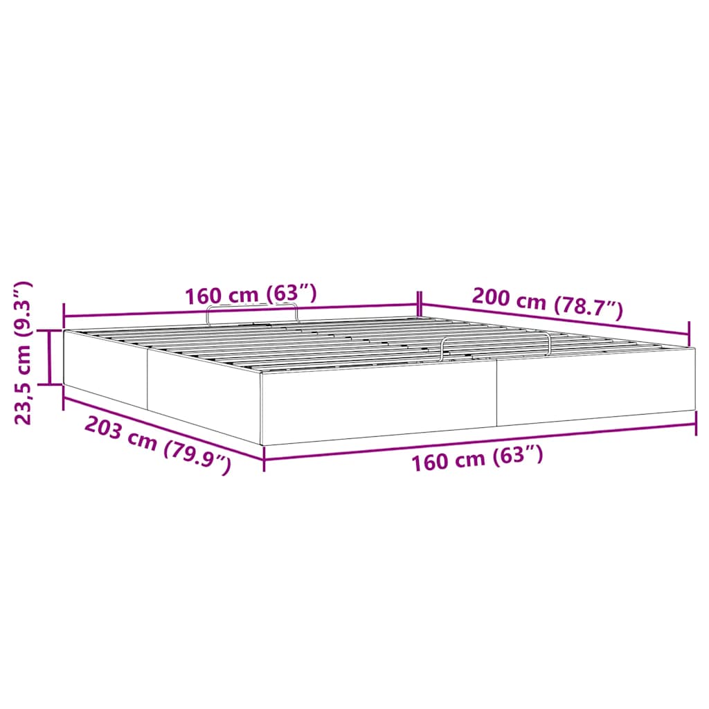 Ottoman-Bett ohne Matratze Grau 160x200 cm Kunstleder