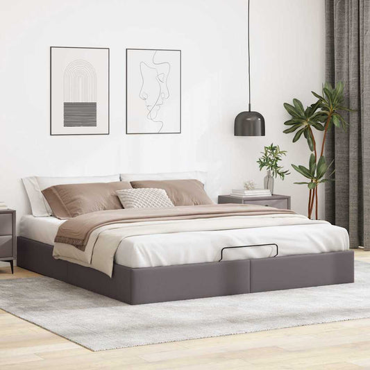 Ottoman-Bett ohne Matratze Grau 160x200 cm Kunstleder