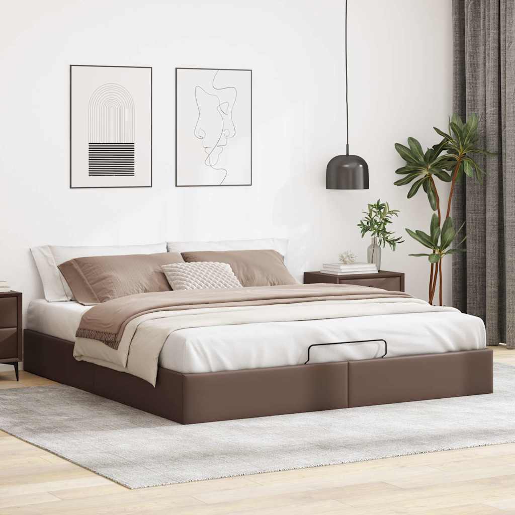 Ottoman-Bett ohne Matratze Braun 180x200 cm Kunstleder