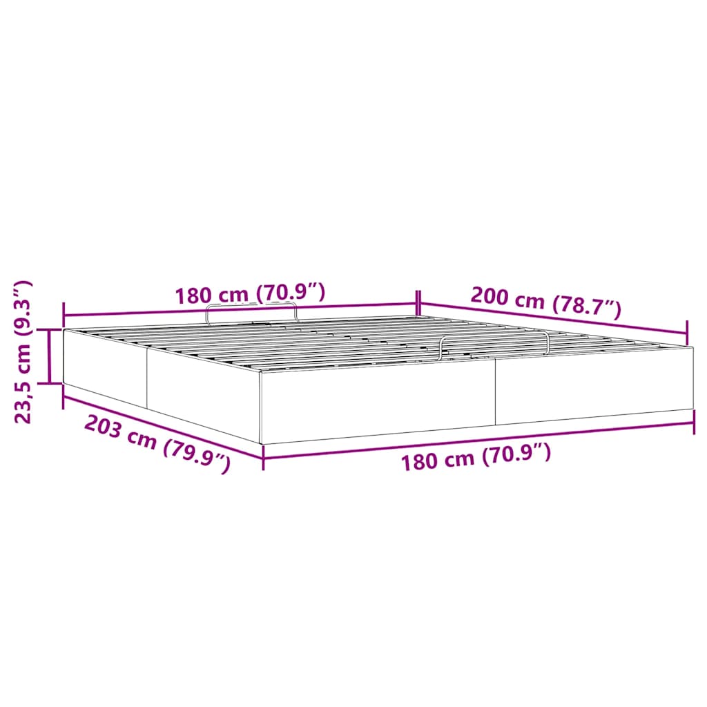 Ottoman-Bett ohne Matratze Cappucino 180x200cm Kunstleder