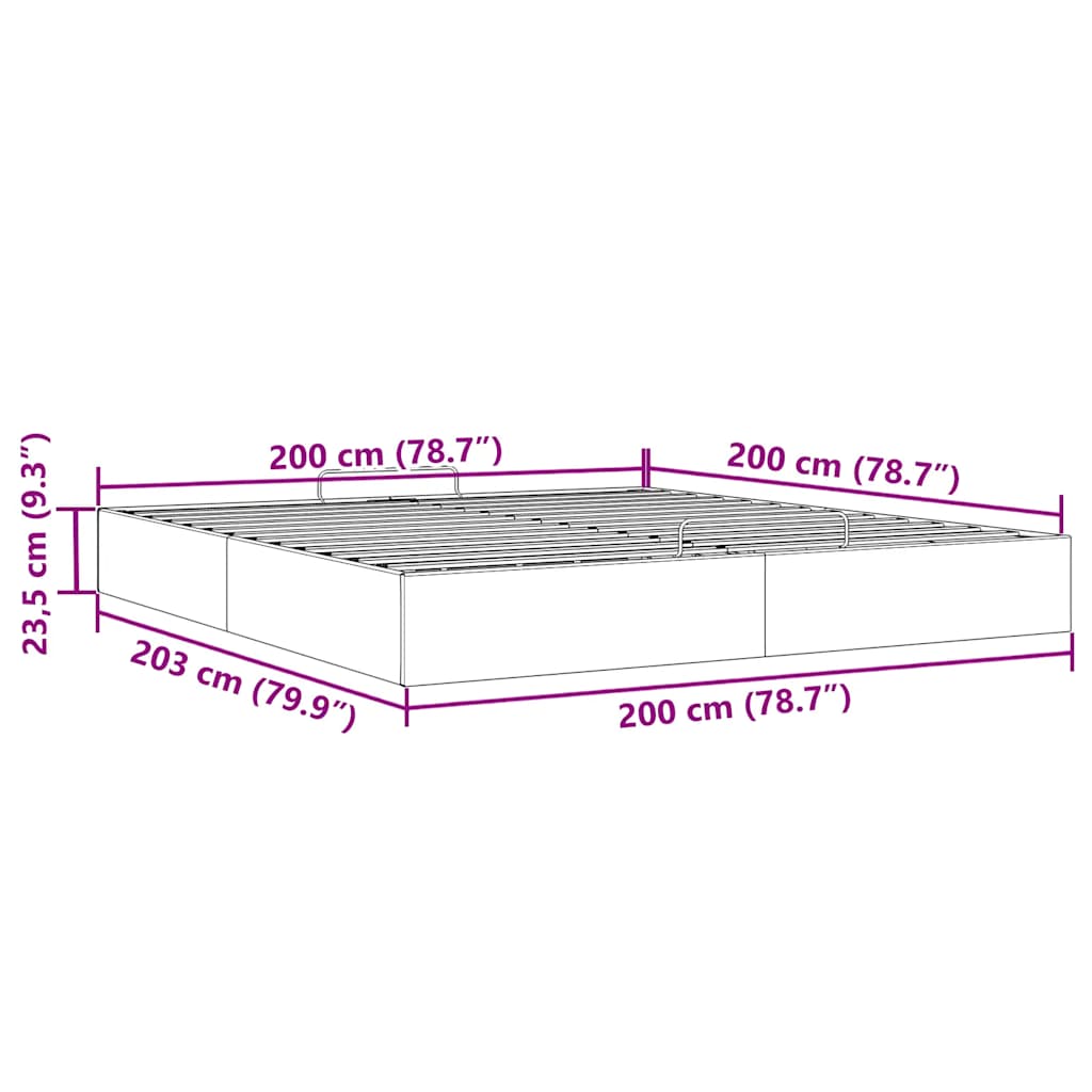 Ottoman-Bett ohne Matratze Schwarz 200x200 cm Kunstleder