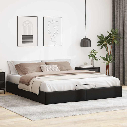 Ottoman-Bett ohne Matratze Schwarz 200x200 cm Kunstleder