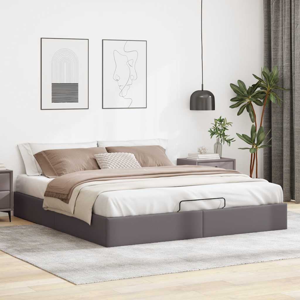 Ottoman-Bett ohne Matratze Grau 200x200 cm Kunstleder