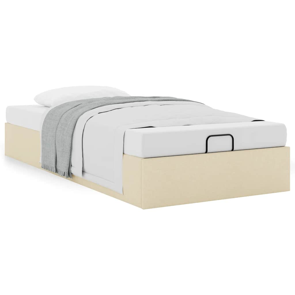 Ottoman-Bett ohne Matratze Creme 90x190 cm Stoff