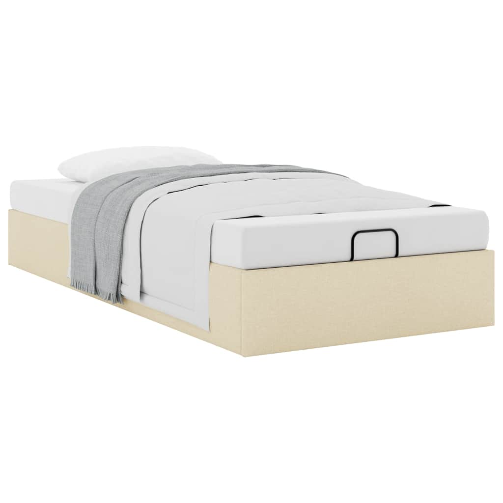 Ottoman-Bett ohne Matratze Creme 90x190 cm Stoff