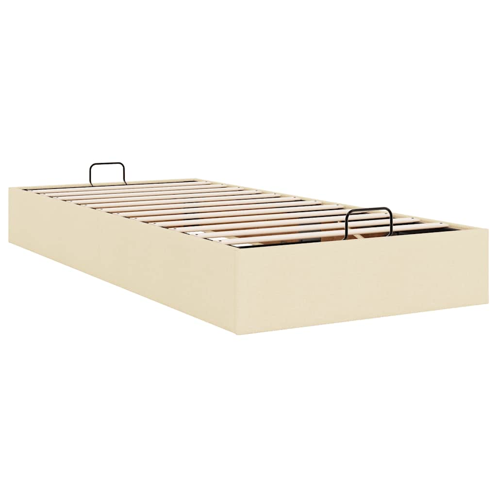 Ottoman-Bett ohne Matratze Creme 90x200 cm Stoff