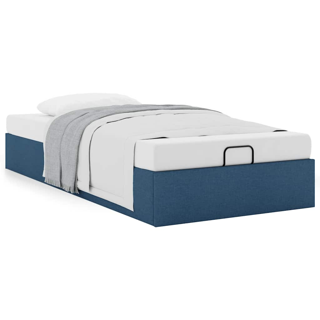 Ottoman-Bett ohne Matratze Blau 90x200 cm Stoff