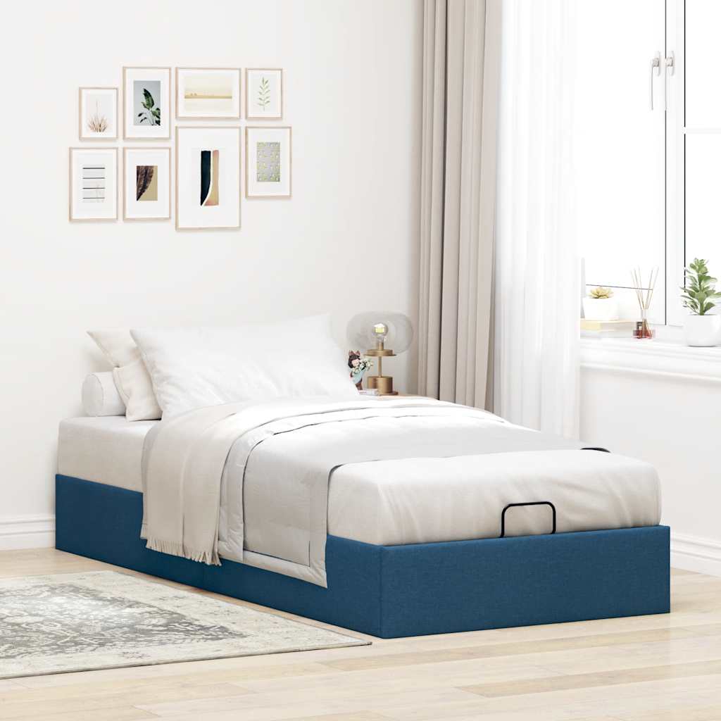 Ottoman-Bett ohne Matratze Blau 90x200 cm Stoff