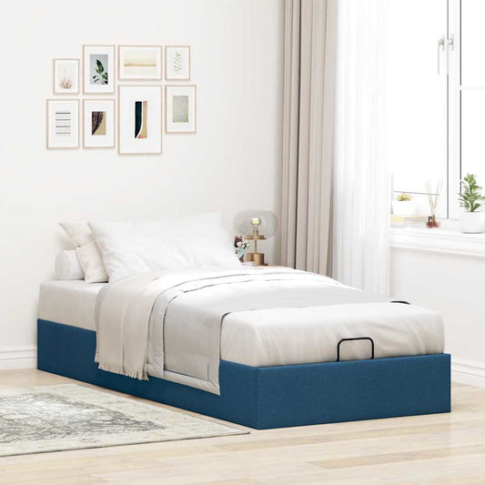 Ottoman-Bett ohne Matratze Blau 90x200 cm Stoff