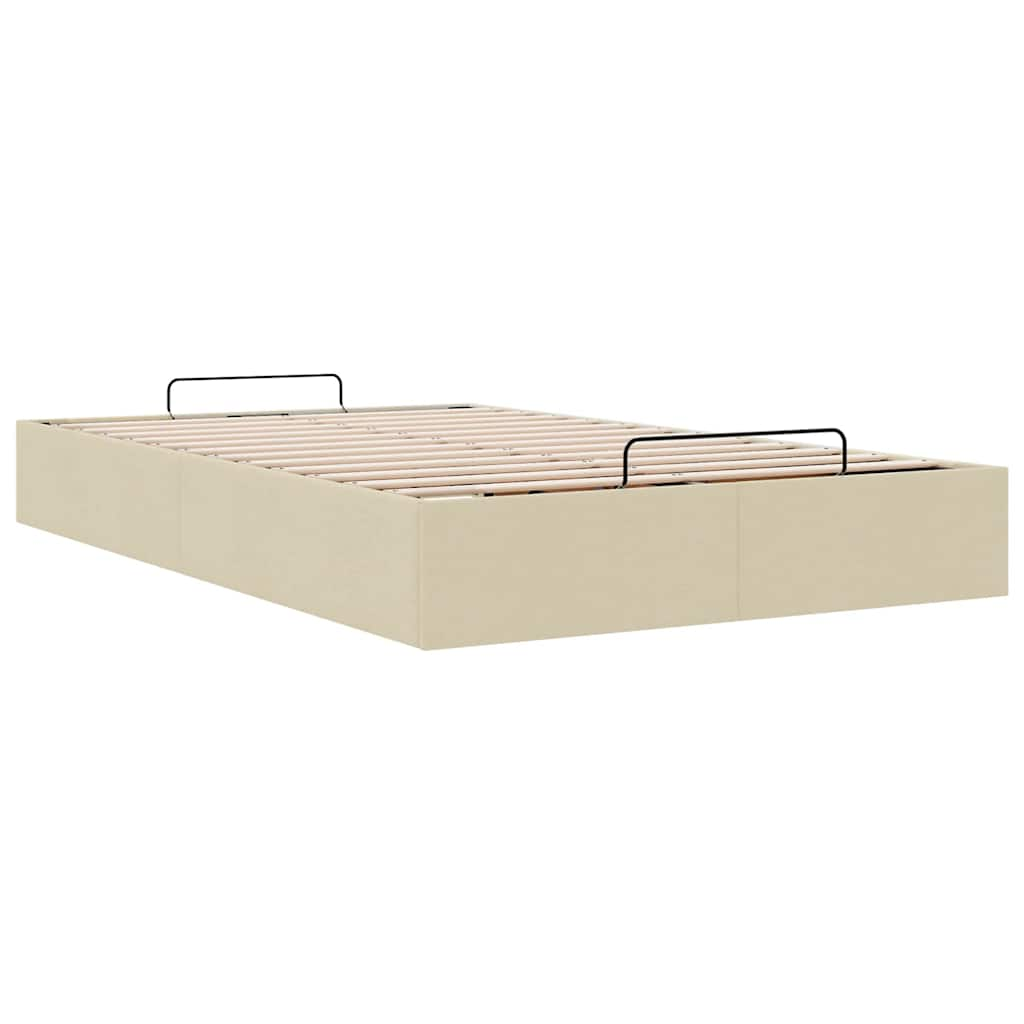 Ottoman-Bett ohne Matratze Creme 120x190 cm Stoff