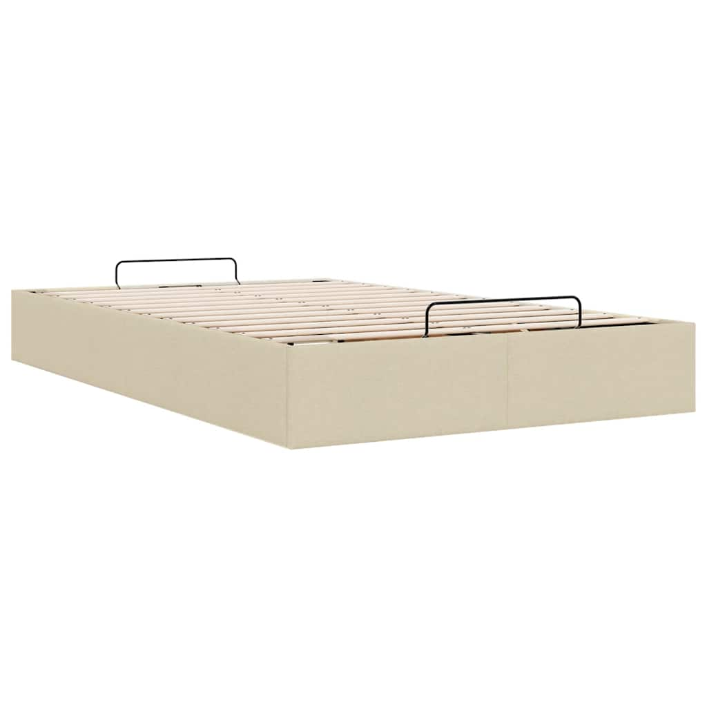 Ottoman-Bett ohne Matratze Creme 120x190 cm Stoff