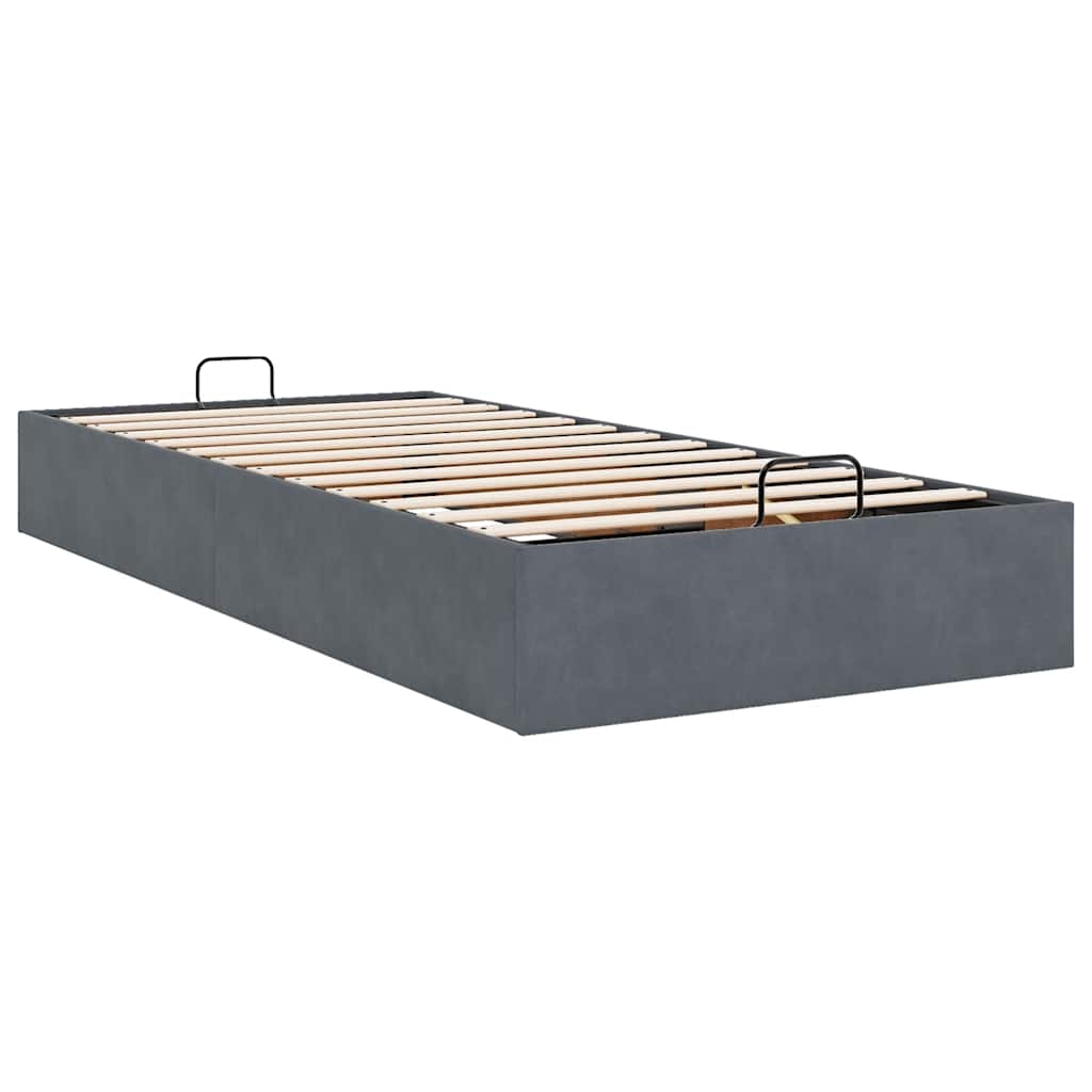 Ottoman-Bett ohne Matratze Dunkelgrau 90x200 cm Samt