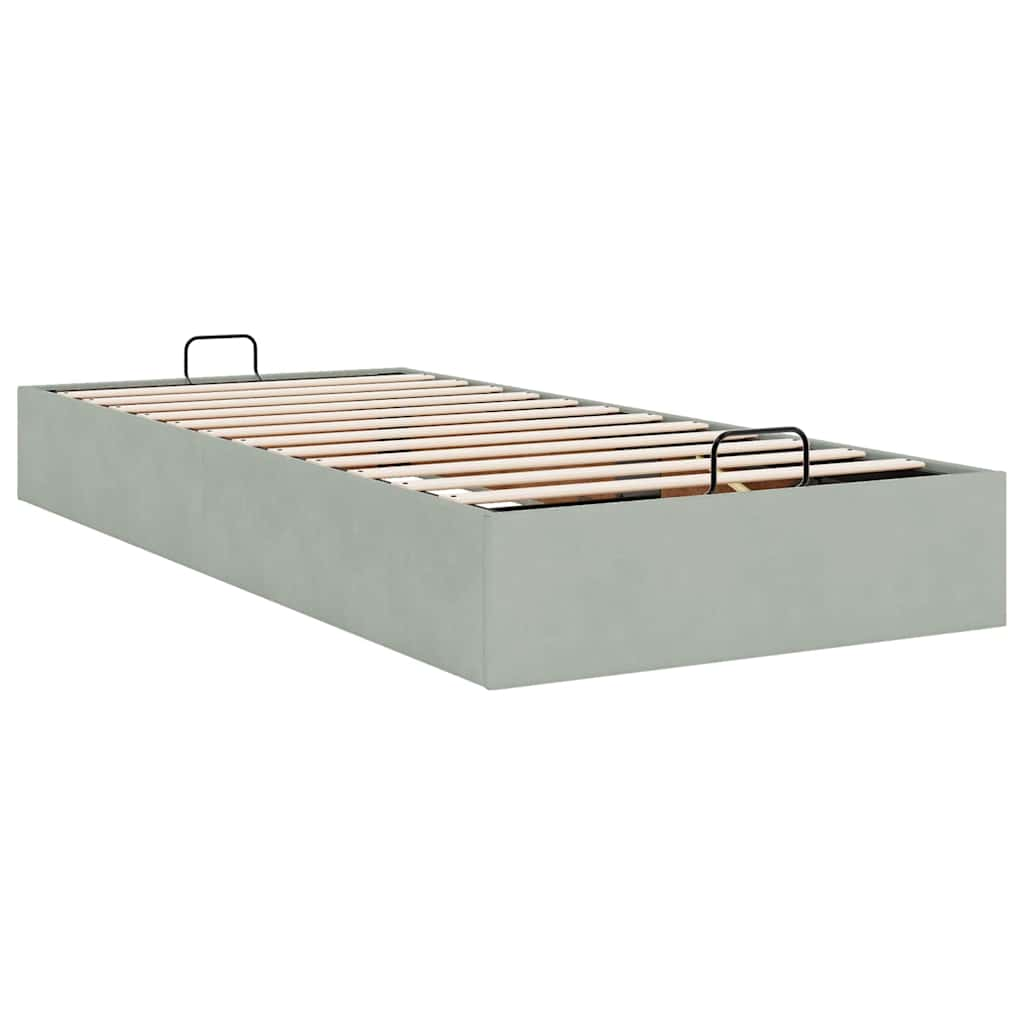 Ottoman-Bett ohne Matratze Hellgrau 100x200 cm Samt